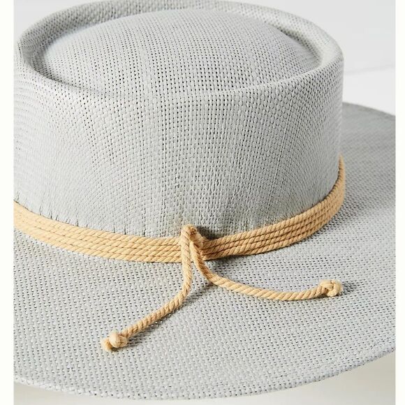 Anthropologie Light Gray Hat with Tan Band - Picture 2 of 12